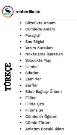 2019 Türkçe TYT konuları 