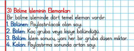 Bölme işlemi elemanları
