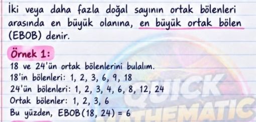 En büyük ortak bölen (EBOB) nedir? En büyük ortak bölen (EBOB) nedir?