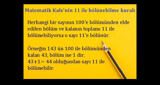 Matematik Kafe'nin 11 ile bölünebilme kuralı